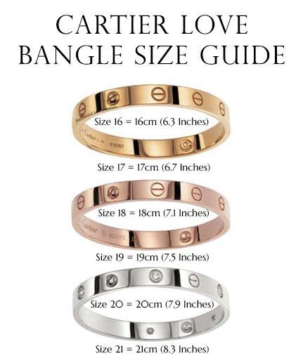 bangle cartier - cartier bangle size chart.